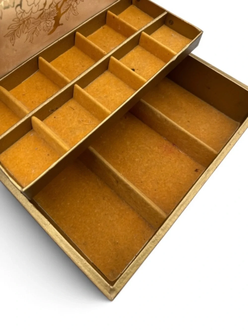 Vintage 1960s Lady Buxton Gold Two-Tier Jewelry Box Organizer